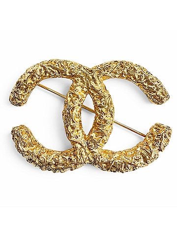 Chanel CHANEL Vintage 93A Coco Mark Lava Brooch, Gold, Made in France, Women's, with Box (view 1)
