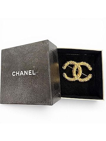 Chanel CHANEL Vintage 93A Coco Mark Lava Brooch, Gold, Made in France, Women's, with Box (view 2)