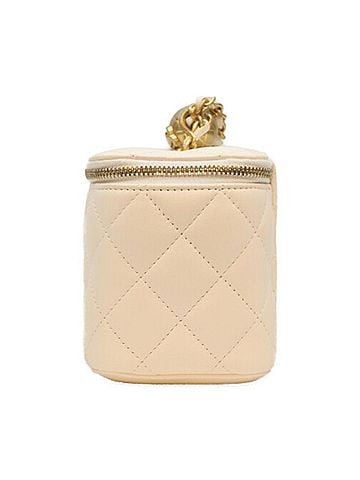Chanel CHANEL Matelassé Coco Ball Vanity Chain Shoulder Bag, White with Gold Hardware, Women's (view 2)