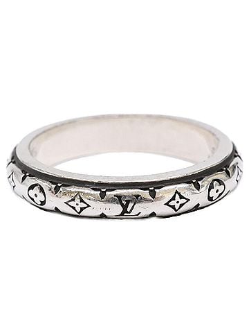 Louis Vuitton LOUIS VUITTON Louis Vuitton 25th Anniversary Model M0411L 925 LV Bamboo Ring, Silver, Size L, Men's (view 1)