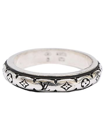 Louis Vuitton LOUIS VUITTON Louis Vuitton 25th Anniversary Model M0411L 925 LV Bamboo Ring, Silver, Size L, Men's (view 2)