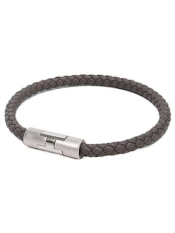 Hermès HERMES Puzzle H Leather Bracelet, Gris Etoupe, Men's (view 1)
