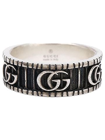 Gucci GUCCI 551899 Ag925 Double G Wide Ring, Silver, Men's (view 2)