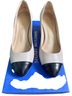 Stuart Weitzman 100% Leather Color Block Black Ivory Heels Size 5 - photo 2