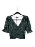 Free People 100% Polyester Floral Green Yellow Short Sleeve Blouse Size XS - photo 2