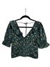 Free People 100% Polyester Floral Green Yellow Short Sleeve Blouse Size XS - photo 1