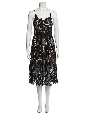 Umgee Floral Lace Applique Midi Dress in Black (view 1)