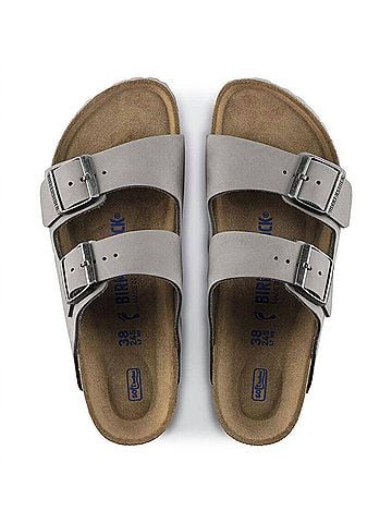 Birkenstock Women's Arizona Suede Soft Footbed Sandals in Dove Grey (view 2)