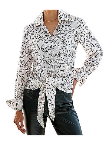 Finley Dancing Lilies Lindy Top in Ivory/Black (view 2)