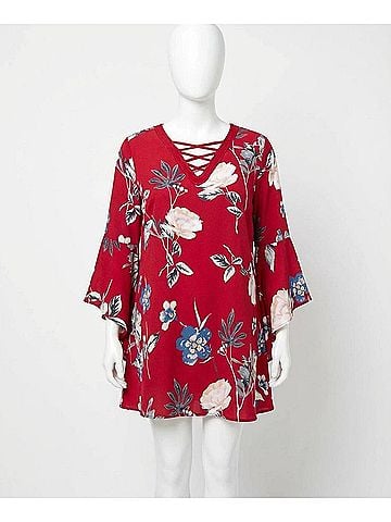 Entro Floral Bell Sleeve Dress (view 1)