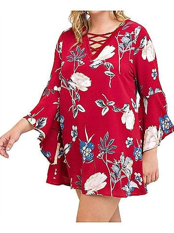 Entro Floral Bell Sleeve Dress (view 2)