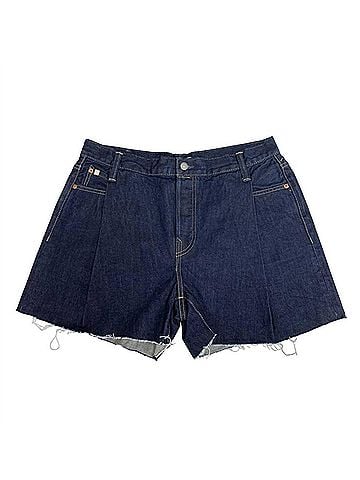 AE77 Womenscotton Rough Hem Jort Denim Jean Shorts in Blue (view 1)