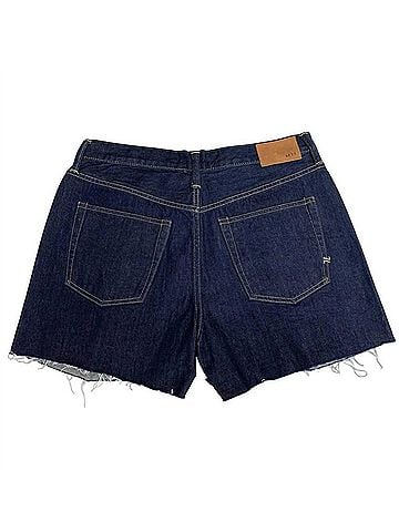 AE77 Womenscotton Rough Hem Jort Denim Jean Shorts in Blue (view 2)