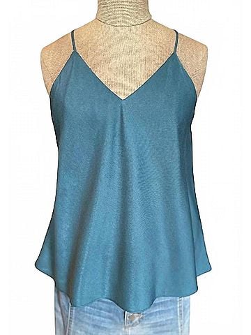 KLD Signature Women's Satin Racerback Tank Top in Teal (view 1)