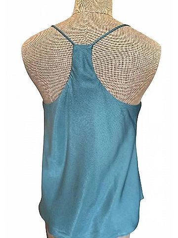 KLD Signature Women's Satin Racerback Tank Top in Teal (view 2)