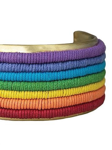Zad Women's Rainbow Cord Stripe Cuff Bracelet (view 2)