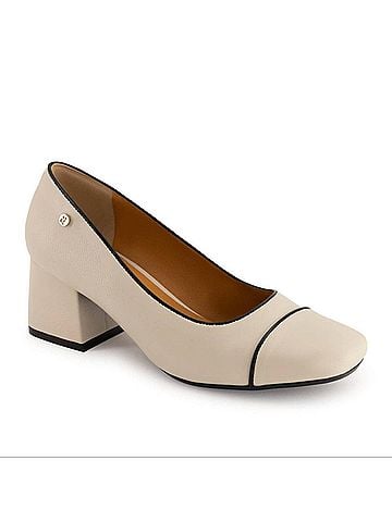 Andrea Women's Block Heel Pump in Bone (view 1)