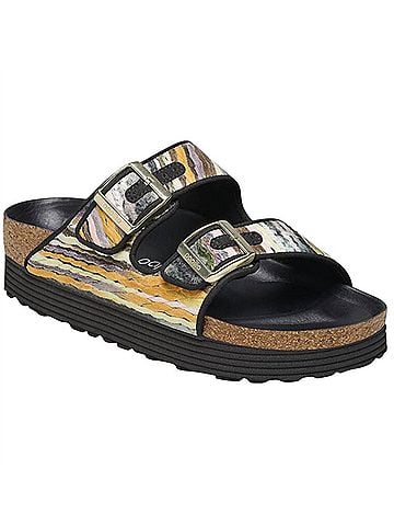 Birkenstock Women's Arizona Pap French Piping Sandals in Gold (view 1)