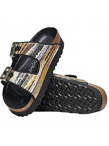 Birkenstock Women's Arizona Pap French Piping Sandals in Gold (view 2)
