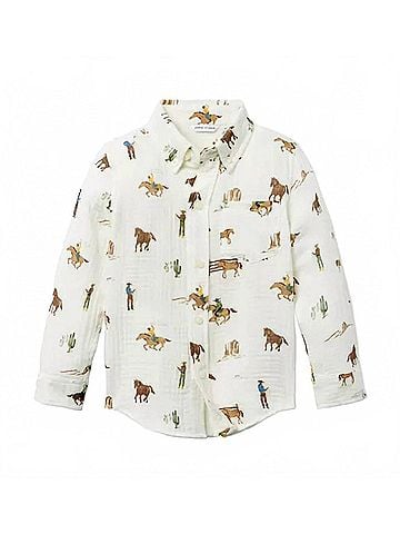 Janie and Jack Kid's Buckaroo Button-Up 10 Mo in White (view 1)