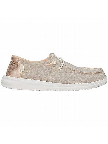 Hey Dude Women's Wendy Metallic Sparkle Casual Shoe in Rose Gold (view 1)