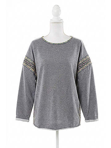 Coco + Carmen Andi French Terry Crew Neck Sweatshirt in Heather Grey (view 1)