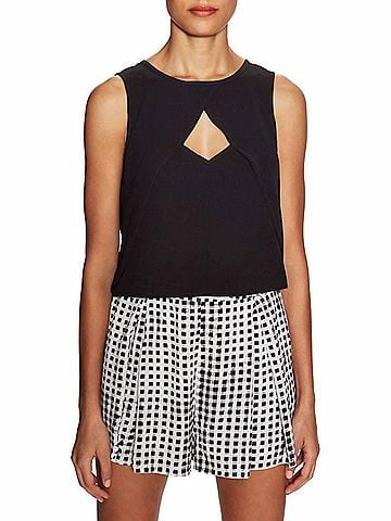 Minkpink Ray Of Light Sleeveless Layered Crew Neck Top in Black (view 2)