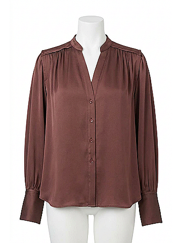 Brochu Walker Enna Long Sleeve Blouse in Cordovan (view 1)