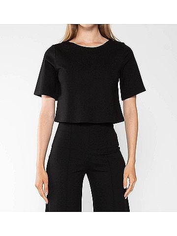 Ripley Rader Ponte Knit Short Sleeve Top in Black (view 2)