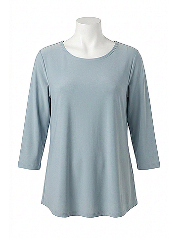 Sympli To Go Classic 3/4 Sleeve Top in Stone Blue (view 1)
