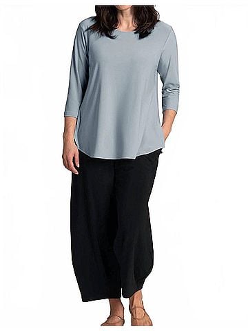 Sympli To Go Classic 3/4 Sleeve Top in Stone Blue (view 2)