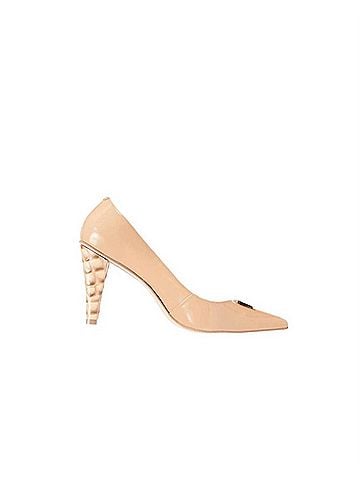 Kara Mac Women Prima Pump - Natural Croc Heel in Nude Patent Leather (view 1)