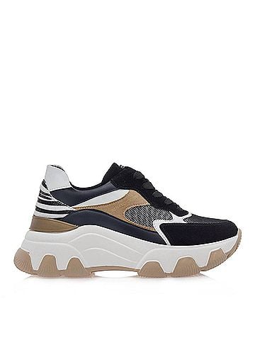 Renato Garini Women's Platform Print Sneakers in Black/Blue/Zebra (view 1)