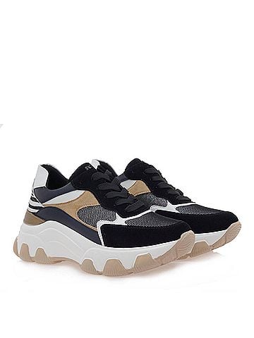 Renato Garini Women's Platform Print Sneakers in Black/Blue/Zebra (view 2)