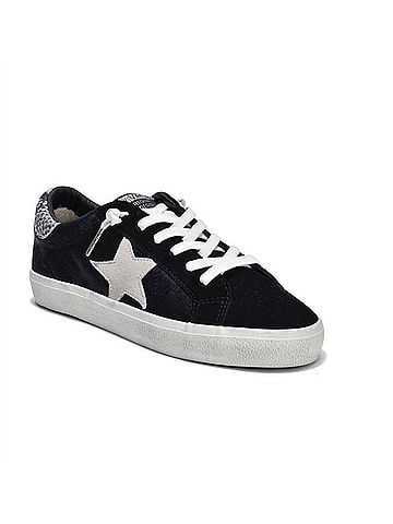 Vintage Havana Women's Suede Star Lace-Up Sneaker in Black (view 1)