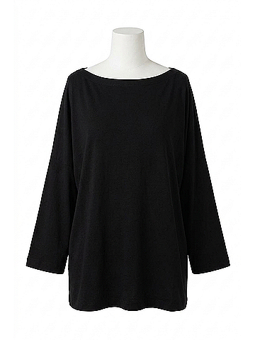 DONNI Jersey Relaxed Boatneck Tee in Jet (view 1)