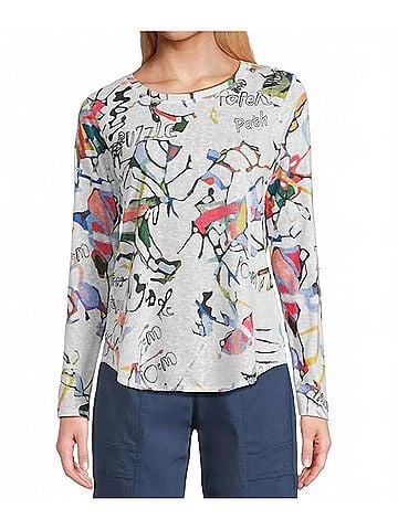 Elliott Lauren Women's Watercolor Printed Top in As (view 2)