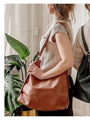 Joy Susan Women's Drew Convertible Backpack in Brown (view 2)