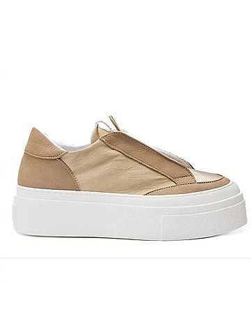 Andia Fora Women's Satin Nubuck Sneaker in Taupe (view 1)