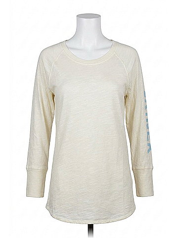 James Perse Women California Long Sleeve Crew Neck Cotton T-Shirt in Ivory (view 1)