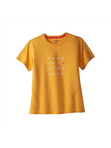 Brooks Distance Short Sleeve 2.0 T-Shirt in Heather Sun Glow/Icons (view 1)