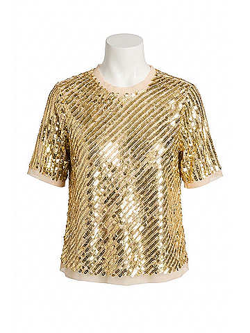 Hunter Bell Pixie Cropped Boxy Fit Top in Gold Sequin (view 1)