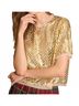 Hunter Bell Gold Pixie Cropped Boxy Fit Top in Gold Sequin Size XS - photo 3