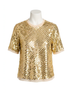 Hunter Bell Gold Pixie Cropped Boxy Fit Top in Gold Sequin Size S - photo 1