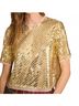 Hunter Bell Gold Pixie Cropped Boxy Fit Top in Gold Sequin Size S - photo 2