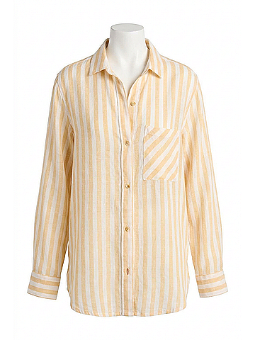 Marine Layer Jane Relaxed Linen Shirt in Yellow/White Stripe (view 1)
