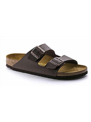 Birkenstock Women's Arizona Birko Flor Slide Sandal in Dark Brown (view 1)