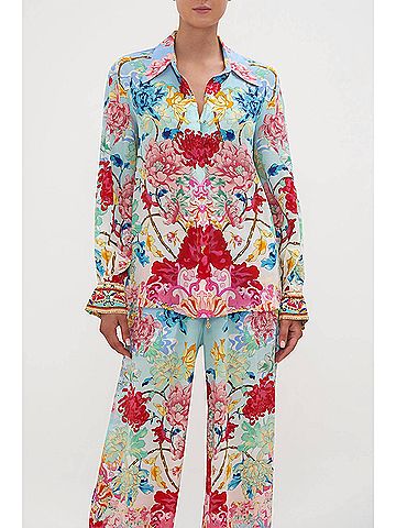 Camilla Curved Collar Blouse in Go Stag (view 2)