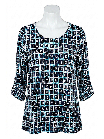 Habitat Travel Cubism Pleat Sleeve Top in Navy (view 1)