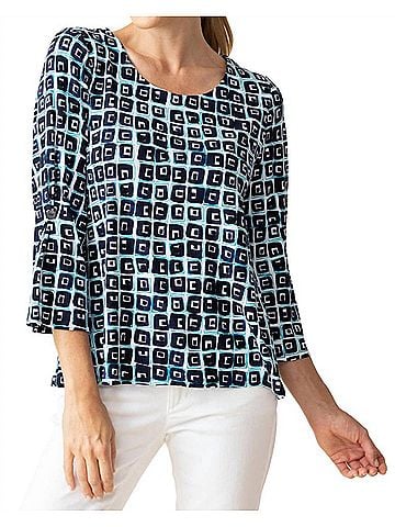 Habitat Travel Cubism Pleat Sleeve Top in Navy (view 2)